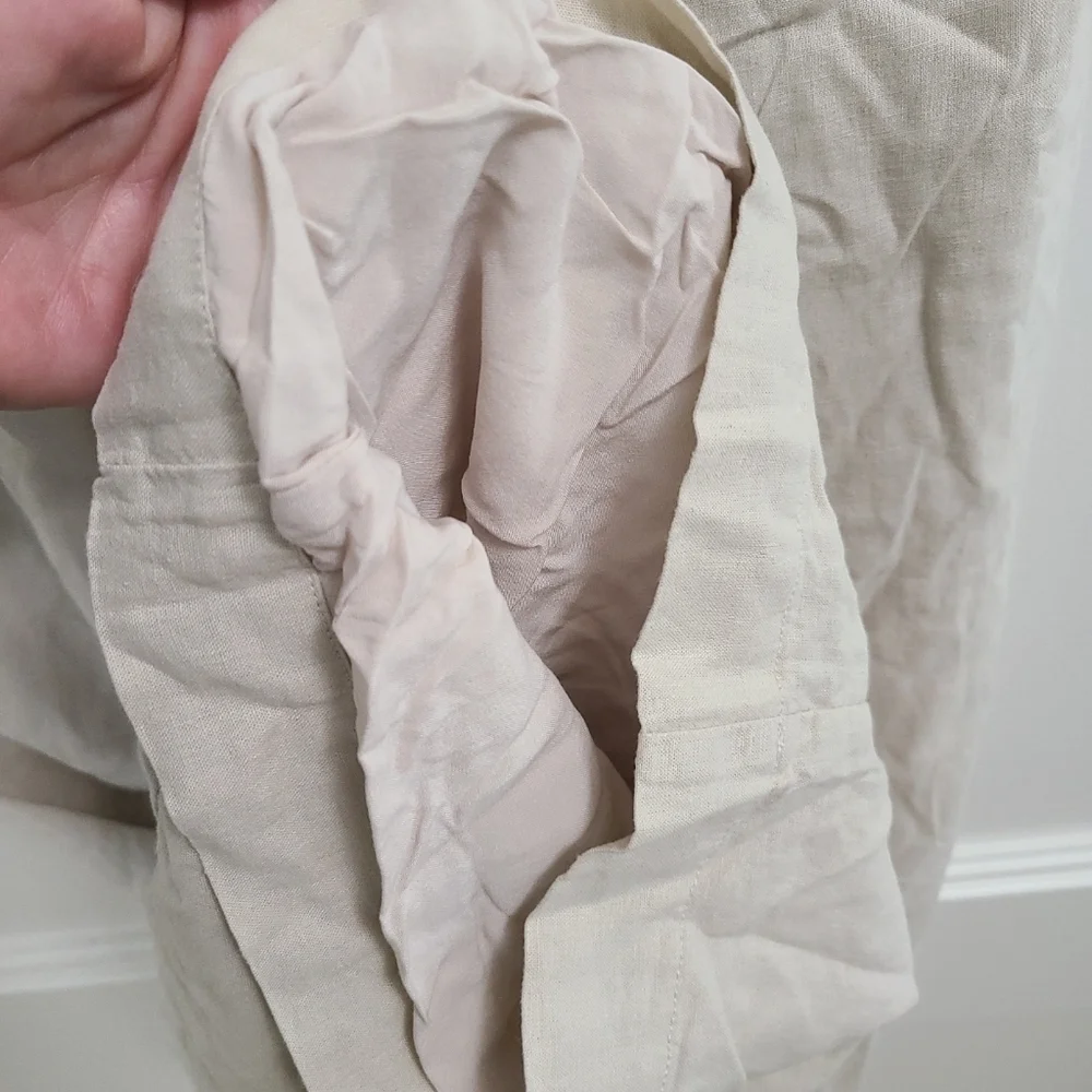 NEW SPLENDID Kianna Wide Leg Jumpsuit Beige Linen/Viscose Blend Sz XL NWT $118